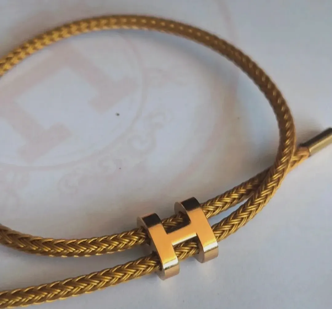 Bracelet jonc tressé doré fermoir H – Hermès – doré – taille S 5