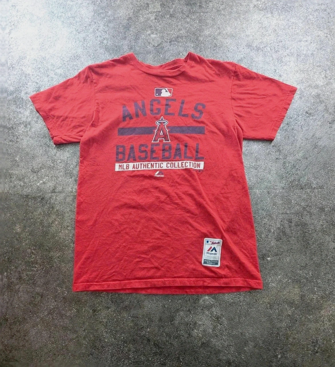T shirt Majestic Los Angeles Angels Mlb rouge Authentic Collection vintage homme taille M baseball