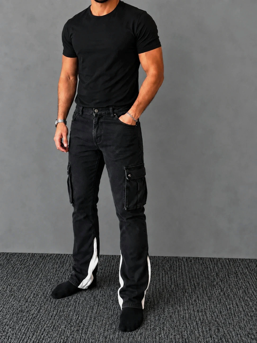 Jean cargo Novamen noir W36 / 46 FR – NovaMEN – taille W36 | FR 46