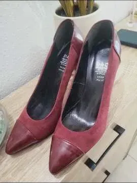 Escarpins bordeaux bimatière à bout pointu – D&D – taille EU 37 2