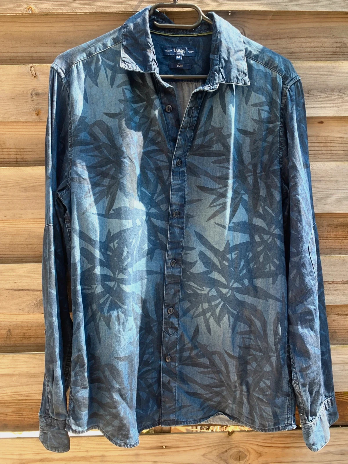 Chemise Jules homme slim bleu imprimé feuillage taille M