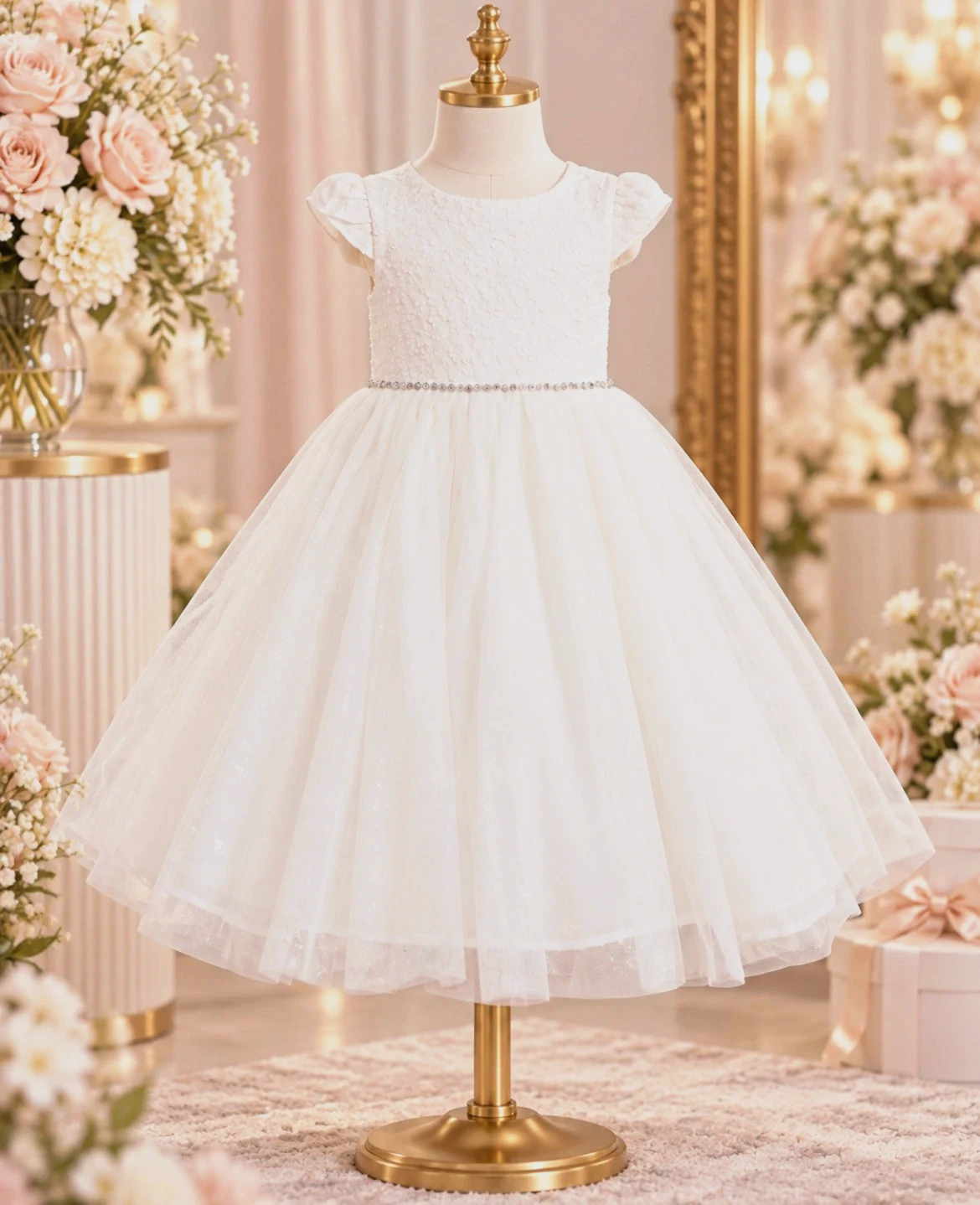Vestido elegante para niña – Blanco
