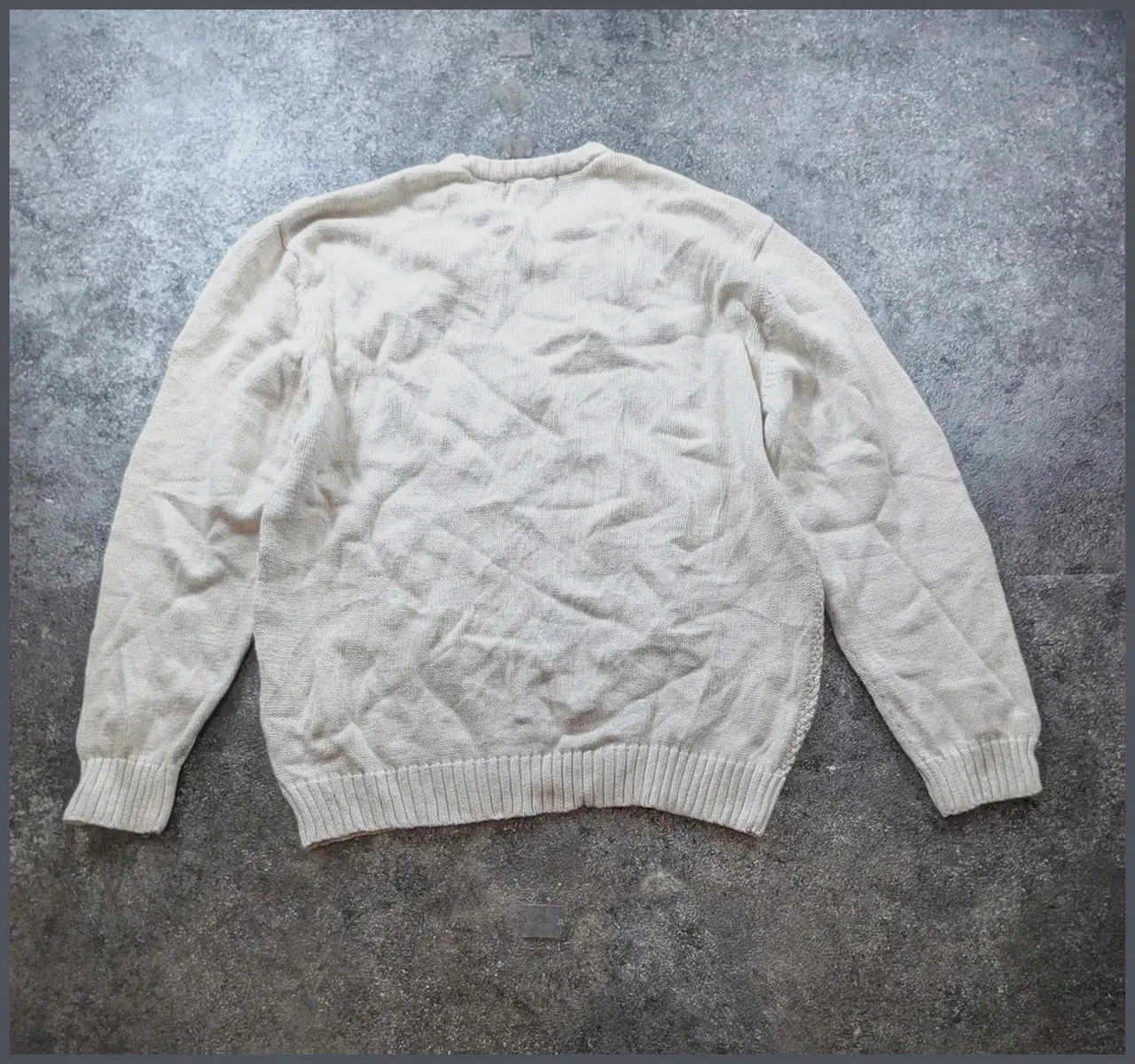 Pull Écru Vintage Chaps Torsadé Cable Knit Crewneck 100% Coton Preppy Taille L – CHAPS – taille L 3