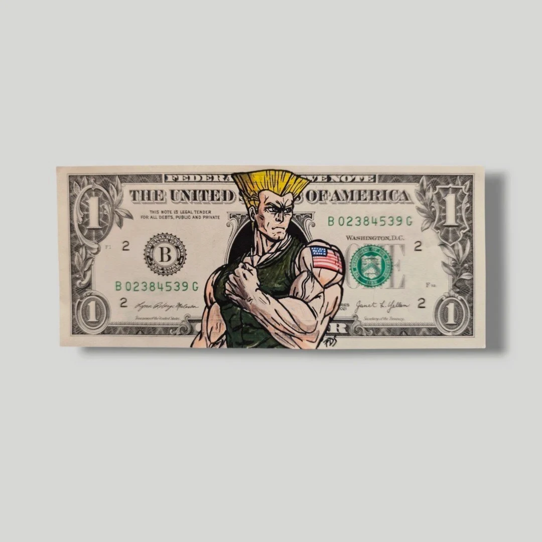 Guile Street Fighter - Billet 1 Dollar US Customisé Pop Art – CAPTAIN CUSTOM