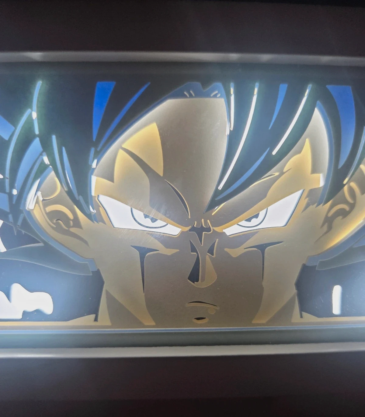 Lámpara LED Goku Ultra Instinto Dragon Ball / Cuadro 3D Shadow Box