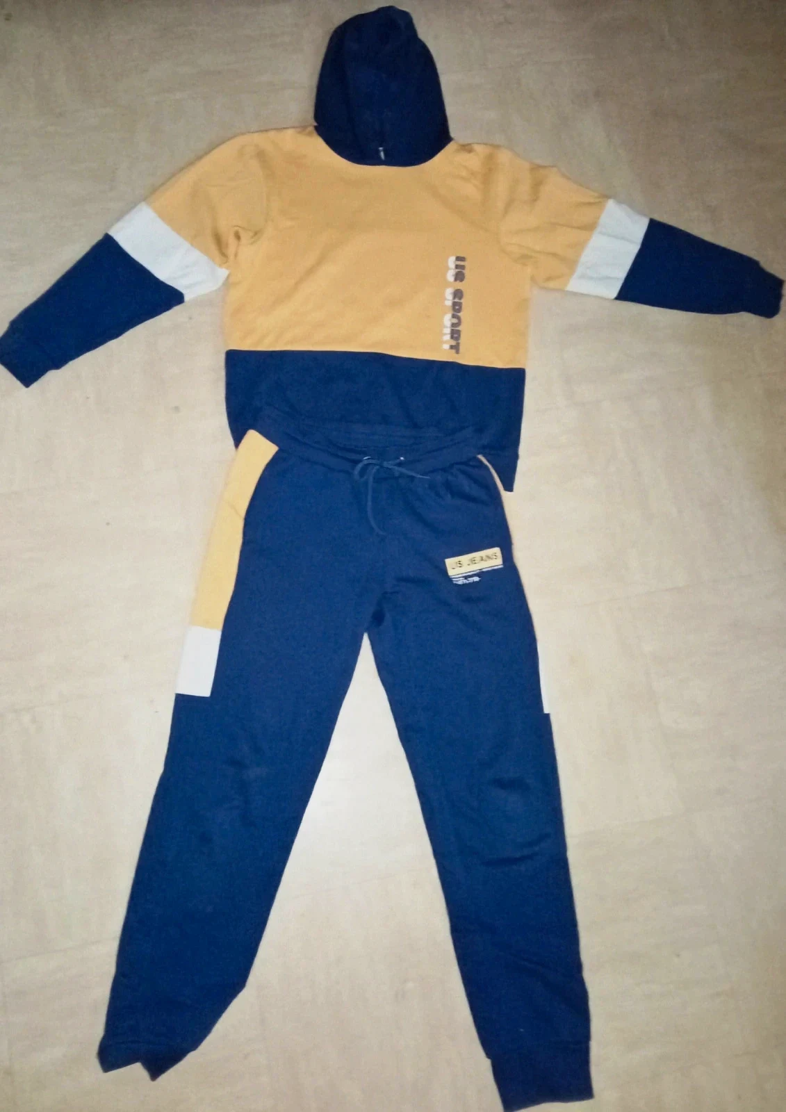 Ensemble survêtement US Sport 14 ans, jaune et bleu, bon état – US Jeans – taille 14 ans / 164 cm