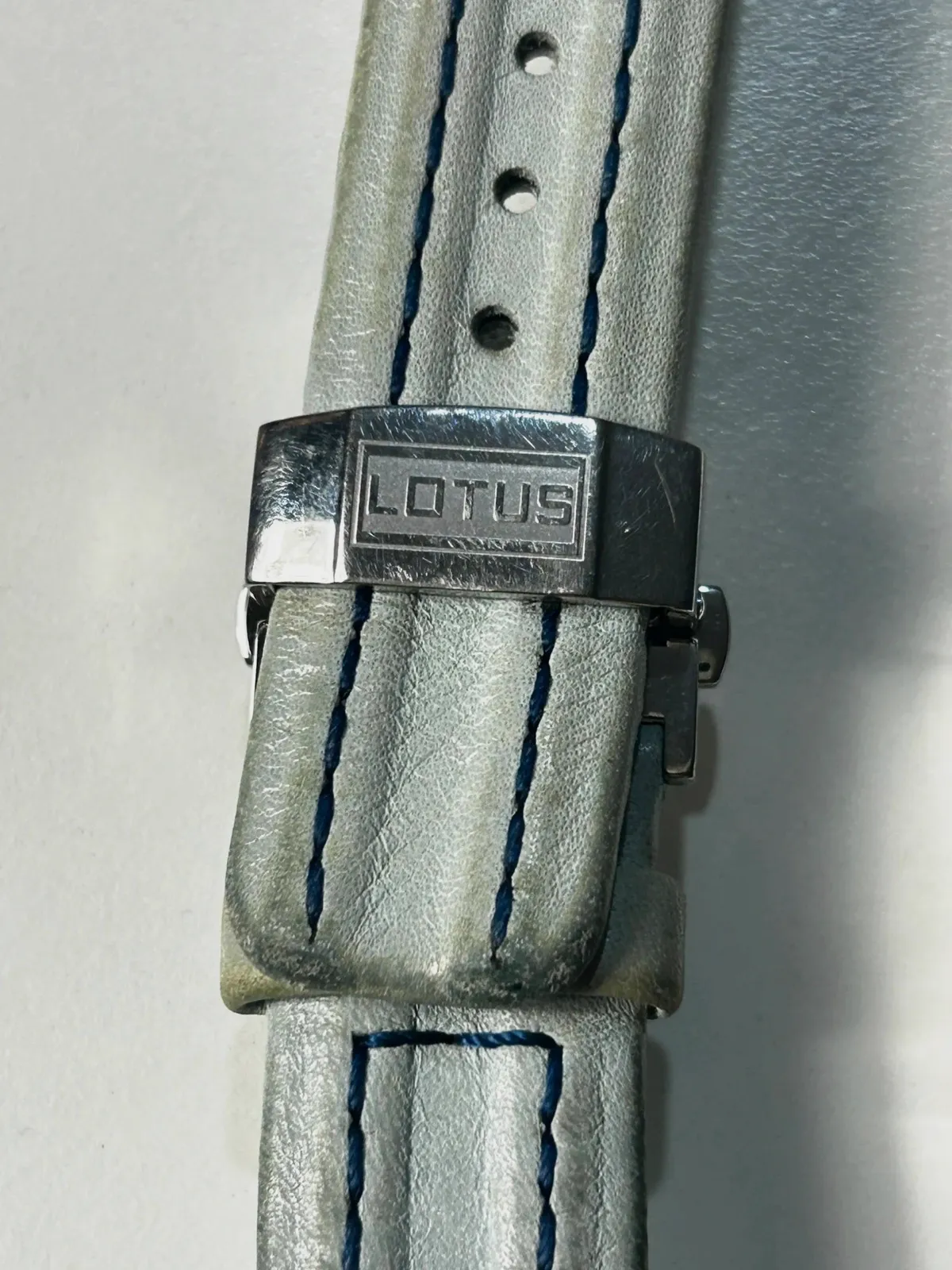 Lotus montre 15408/8 taille unique montre quartz vintage acier cadran bleu bracelet blanc – Lotus – taille Taille unique 4