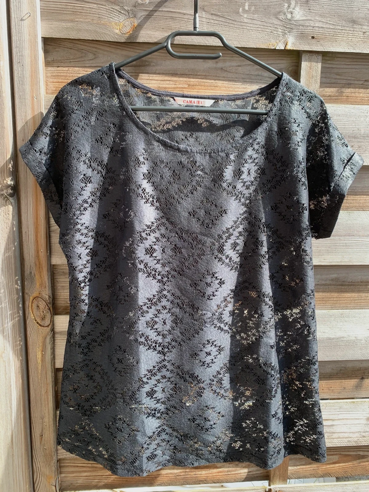 T-shirt dentelle noir Camaïeu S/36 – chic & transparent – Camaïeu – taille S / 36 / 8
