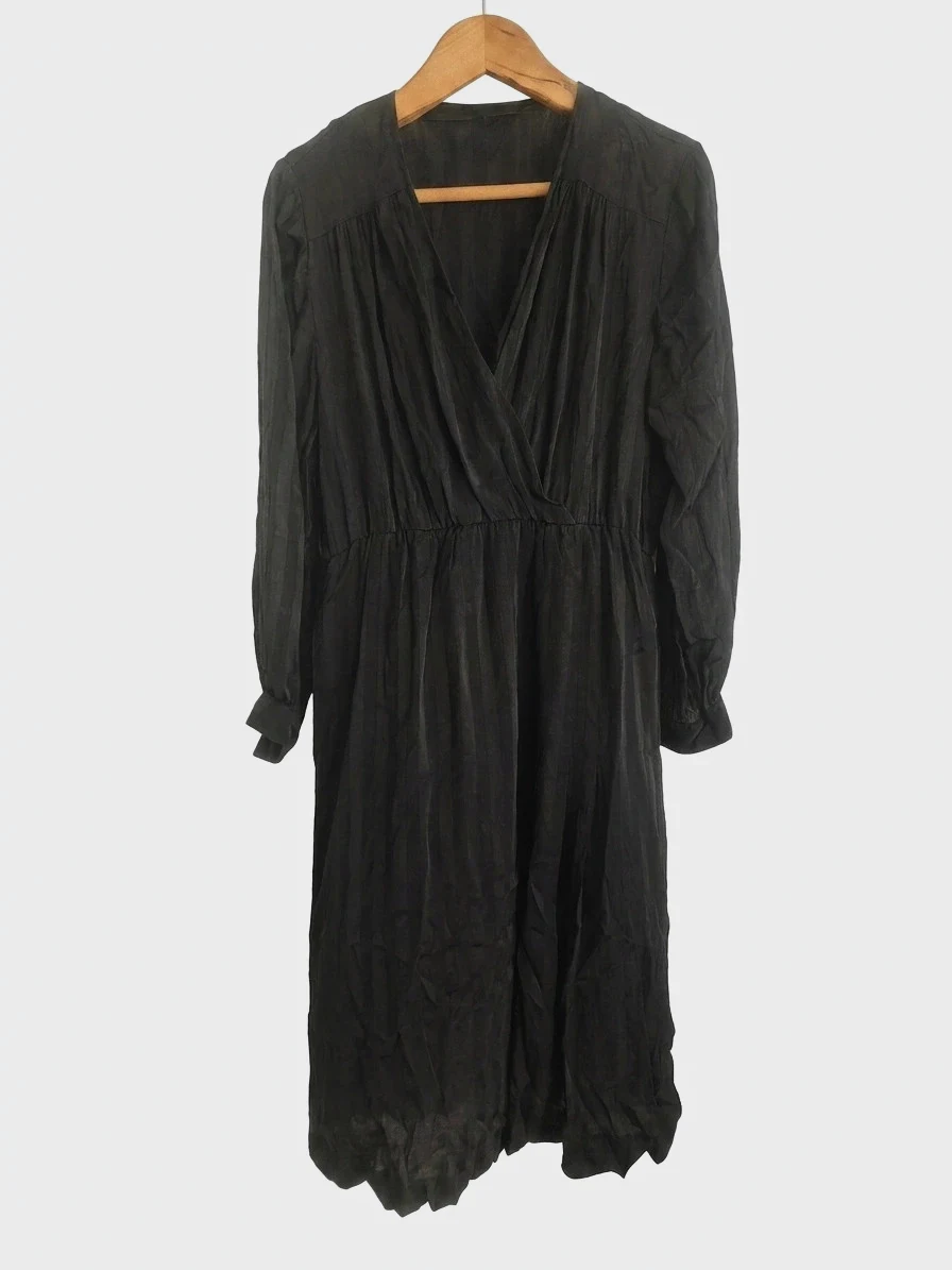 🖤 Vestido Midi - Negro con Monograma Sutil (Vintage / Elegante)