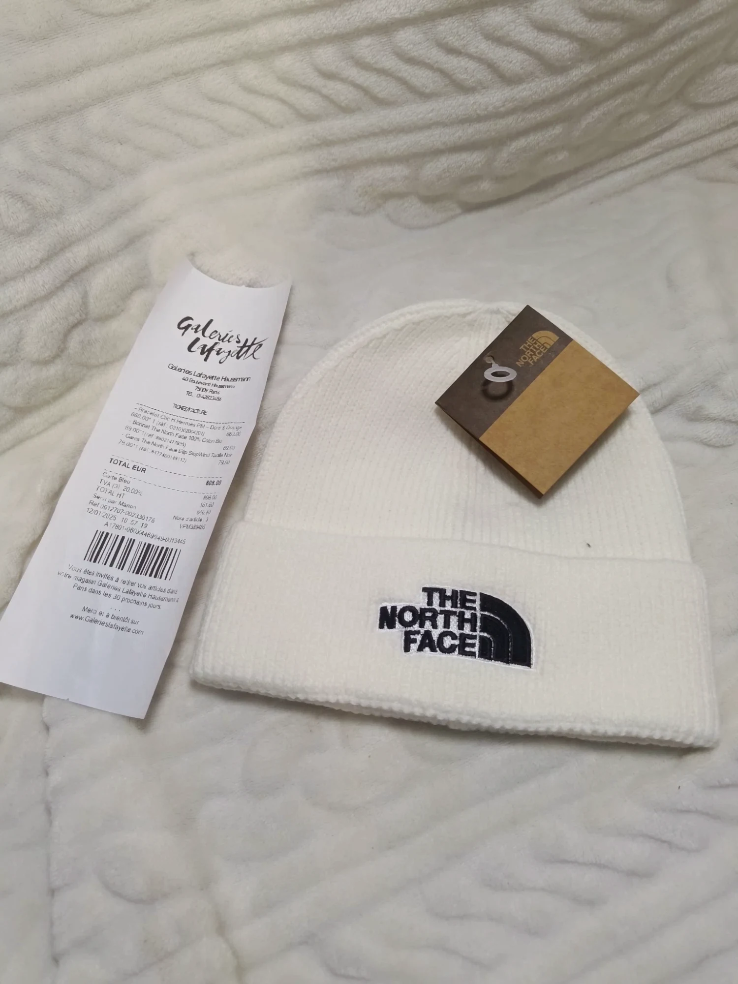 Bonnet blanc The North Face avec étiquette