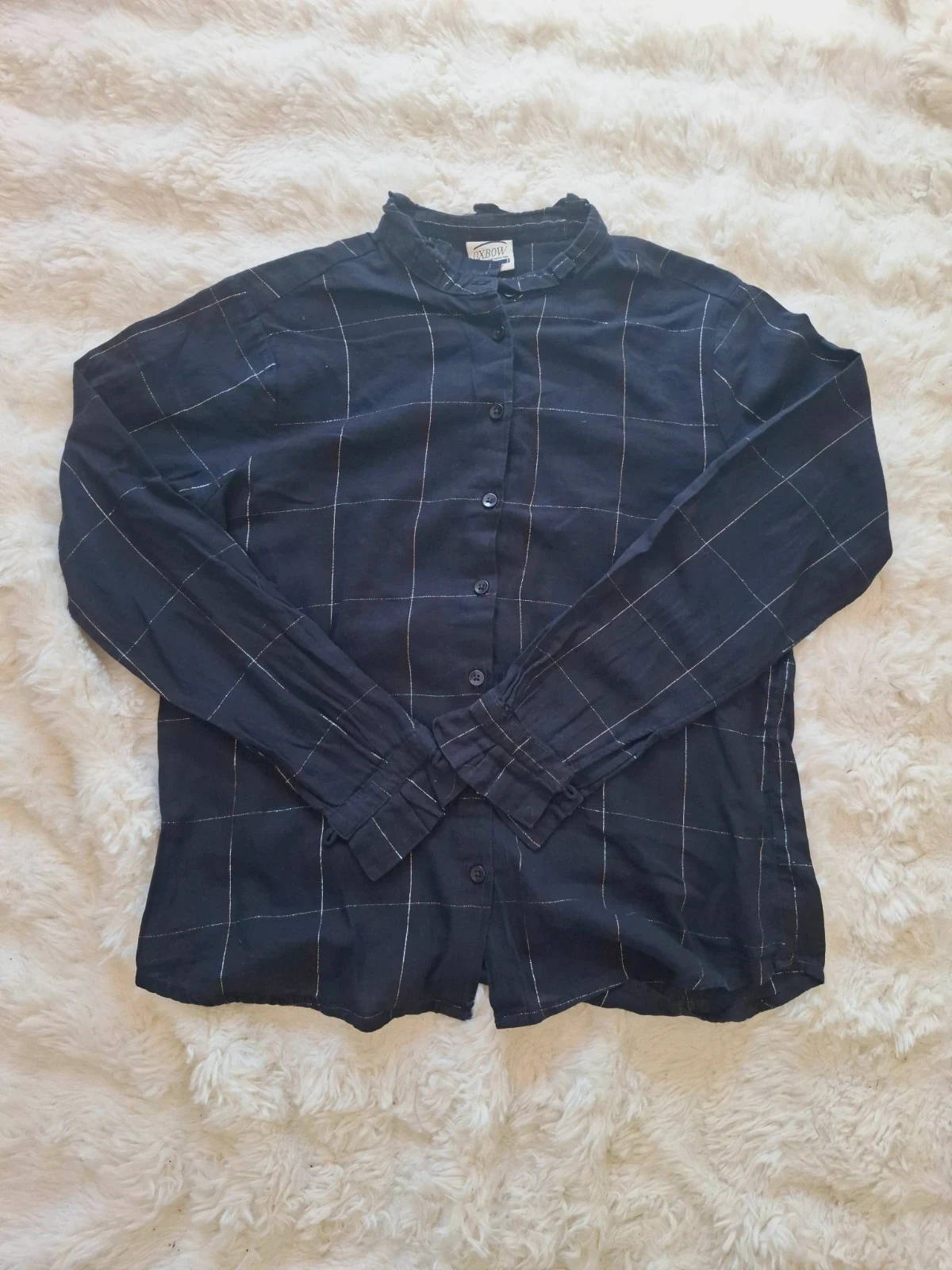 Chemise / Chemisier Rétro Vintage à Carreaux & Fil Brillant Noir Oxbow T.2 / M-L