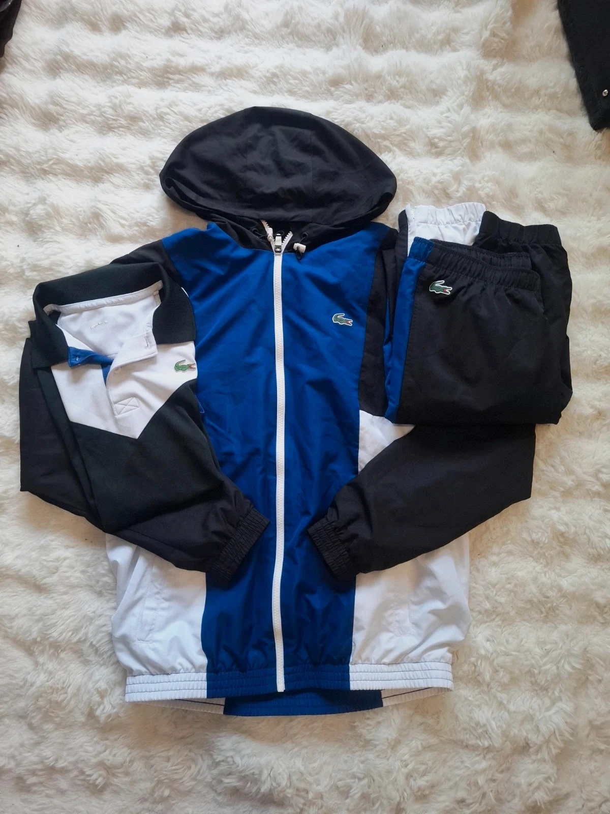 Lot survêtement veste pantalon polo Lacoste Sport tricolore noir bleu XS-S