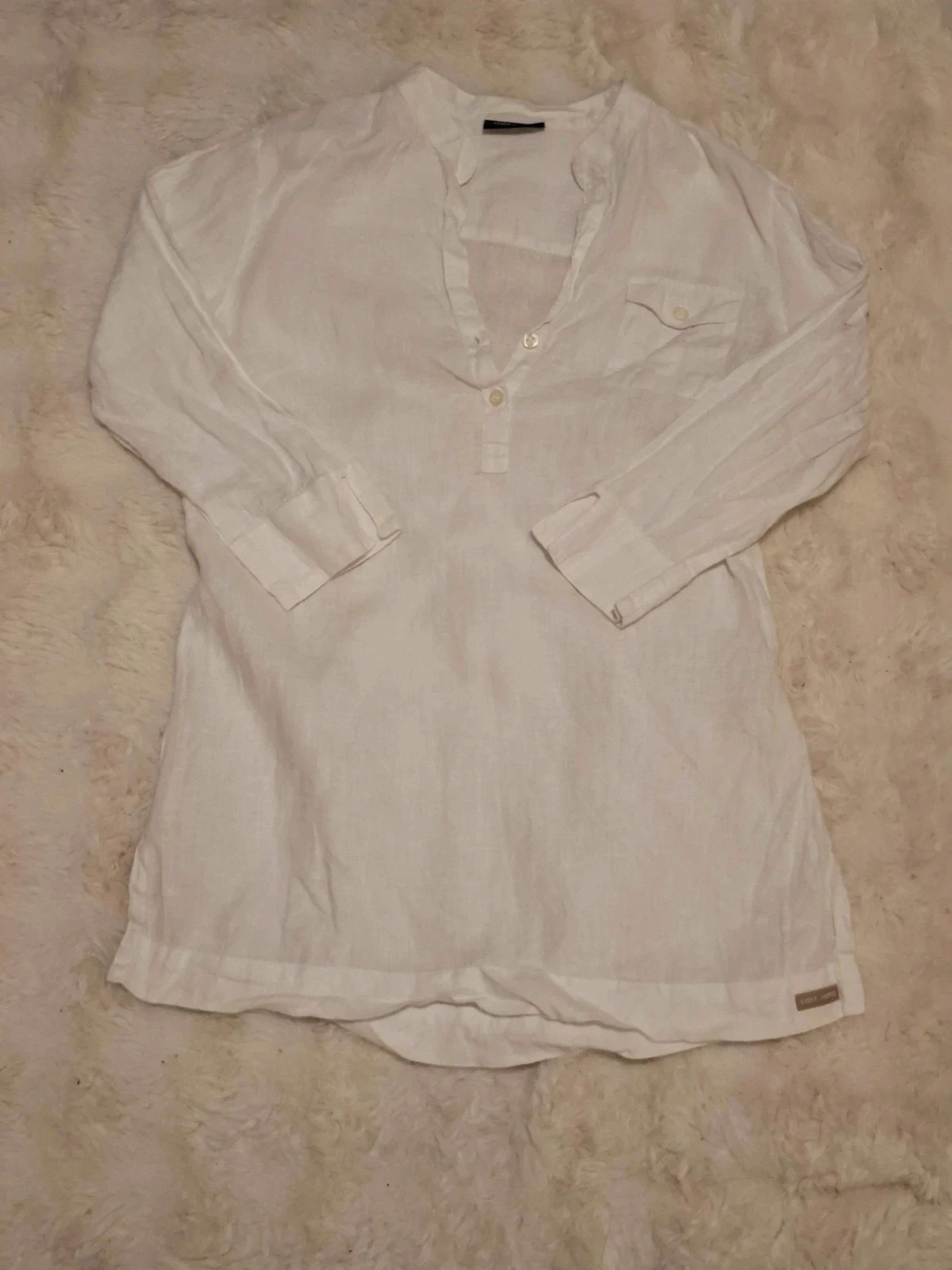 Tunique / Chemisier en Lin Blanc "Saint James" T.38 (XS/S)
