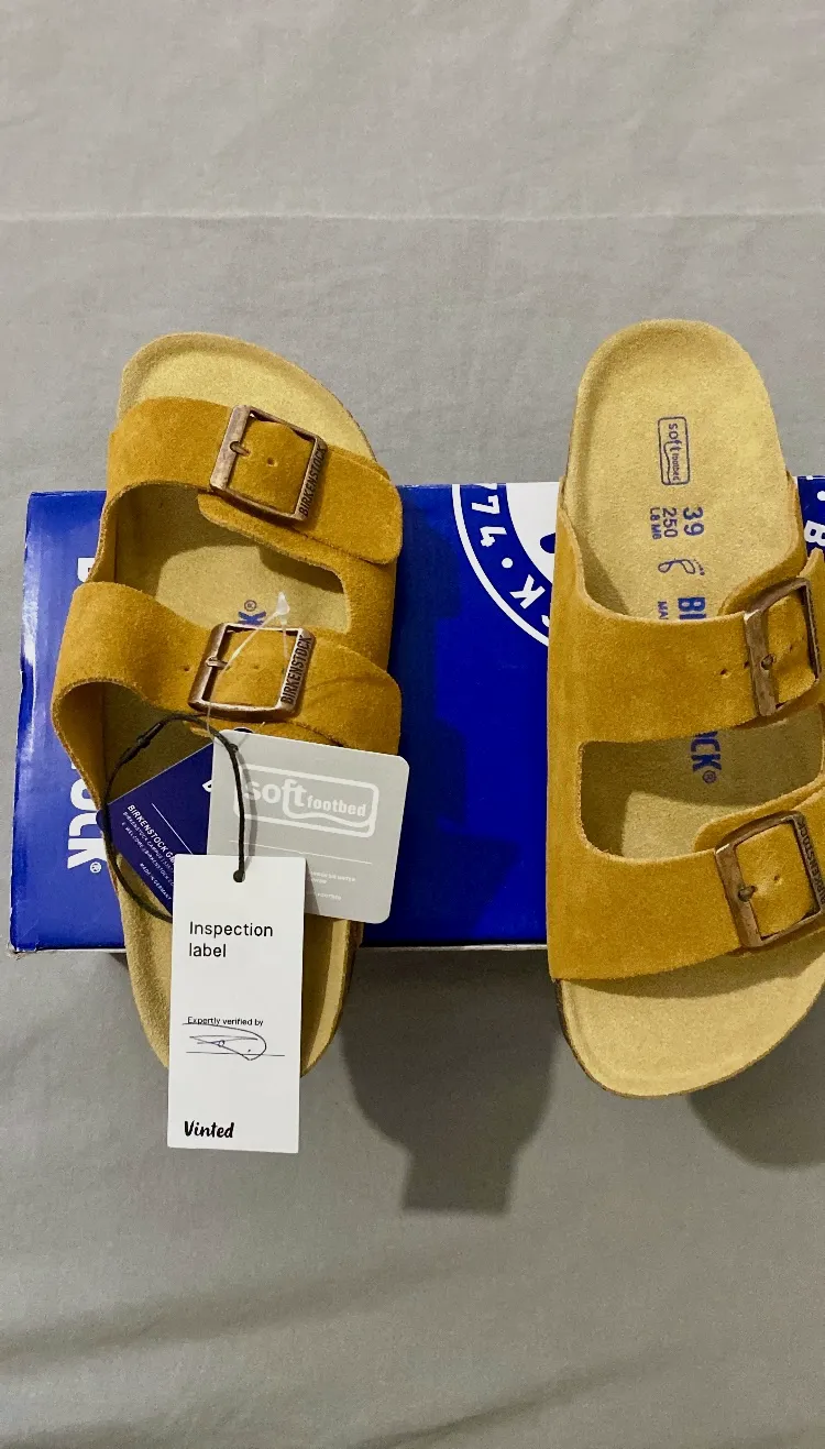 Sandales Birkenstock Arizona Camel Suède Neuf Taille 39 Authentique – Birkenstock – camel – taille EU 39 2