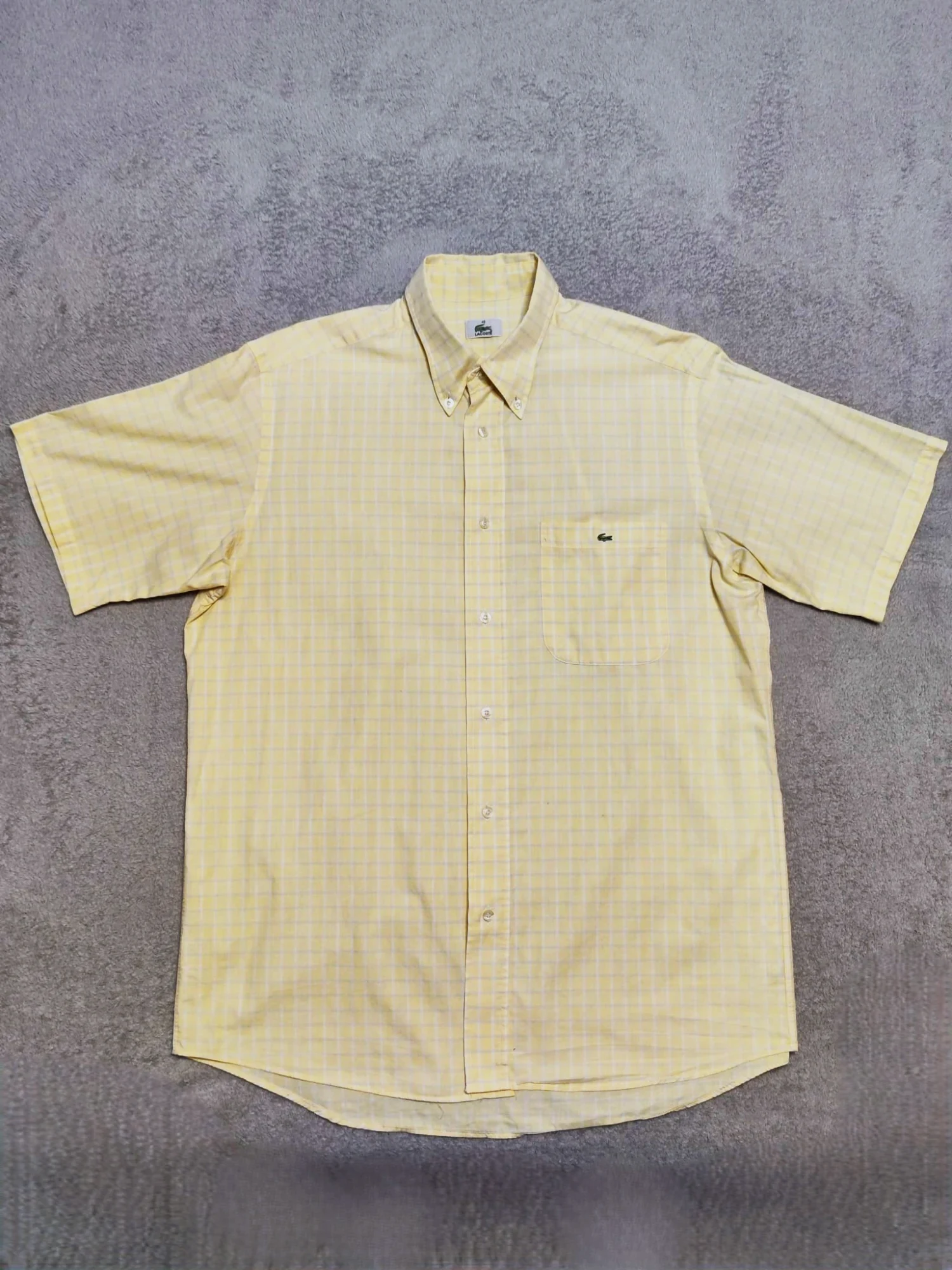 Chemise à manches courtes Lacoste jaune à carreaux