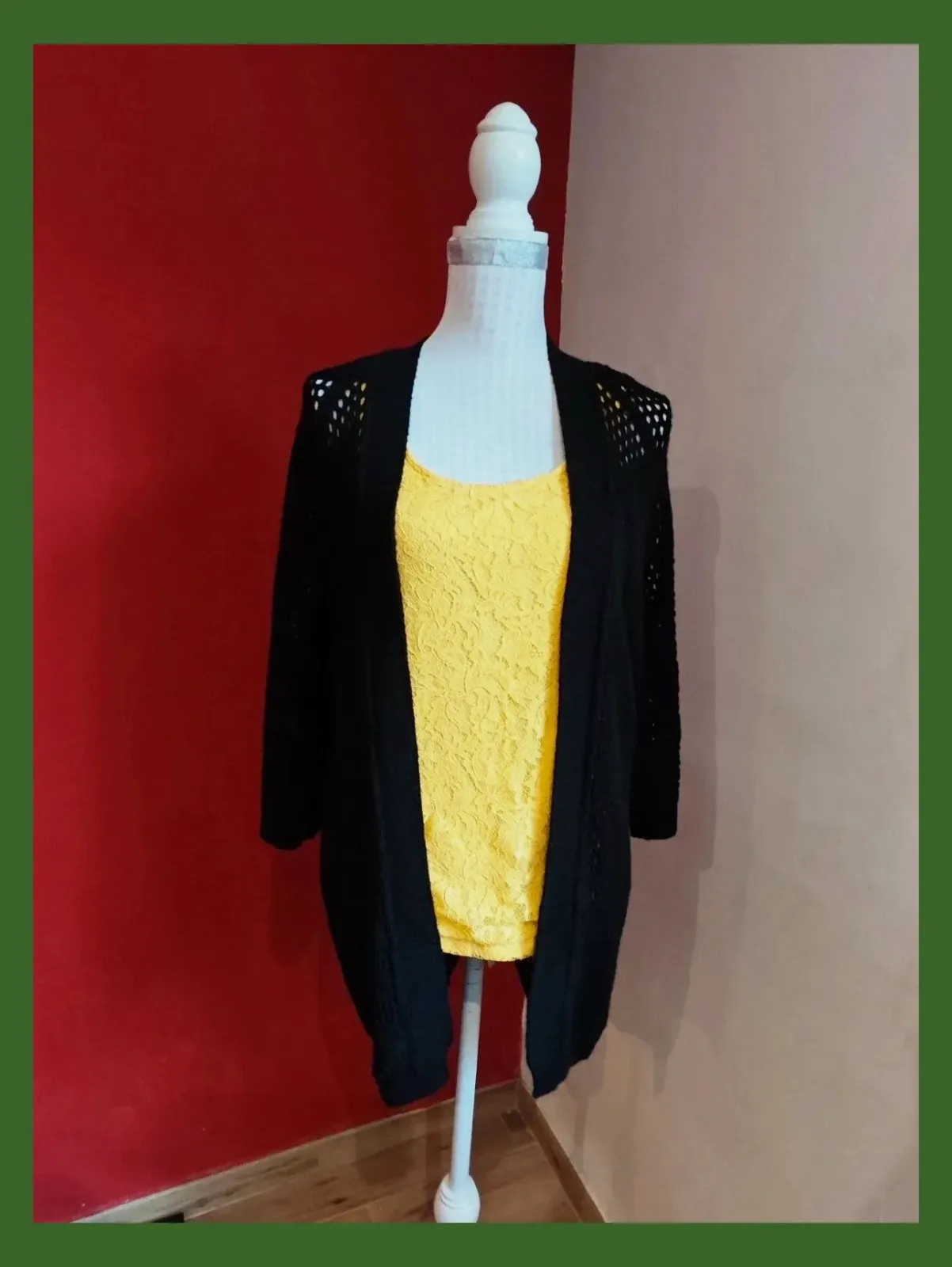 🌺 Chaqueta de punto calado negro con manga japonesa – Vintage Dressing – taille Taille unique 2
