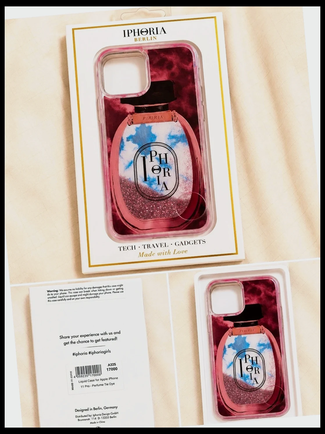 Iphoria Berlin Perfume Tie Dye paillettes Coque iPhone 11 Pro