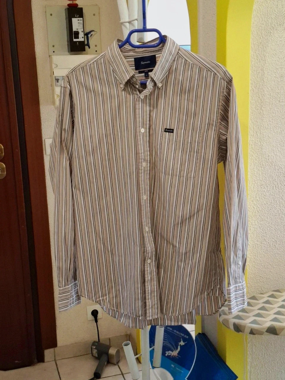 Chemise Rayée Façonnable Club - Multicolore / Tons Terre - Manches longues - Taille L (16N)