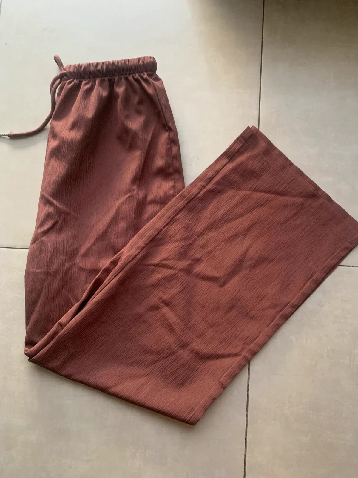 Pantalon fluide large marron chocolat – Petite XS – Shein – taille XS / 34 / 6