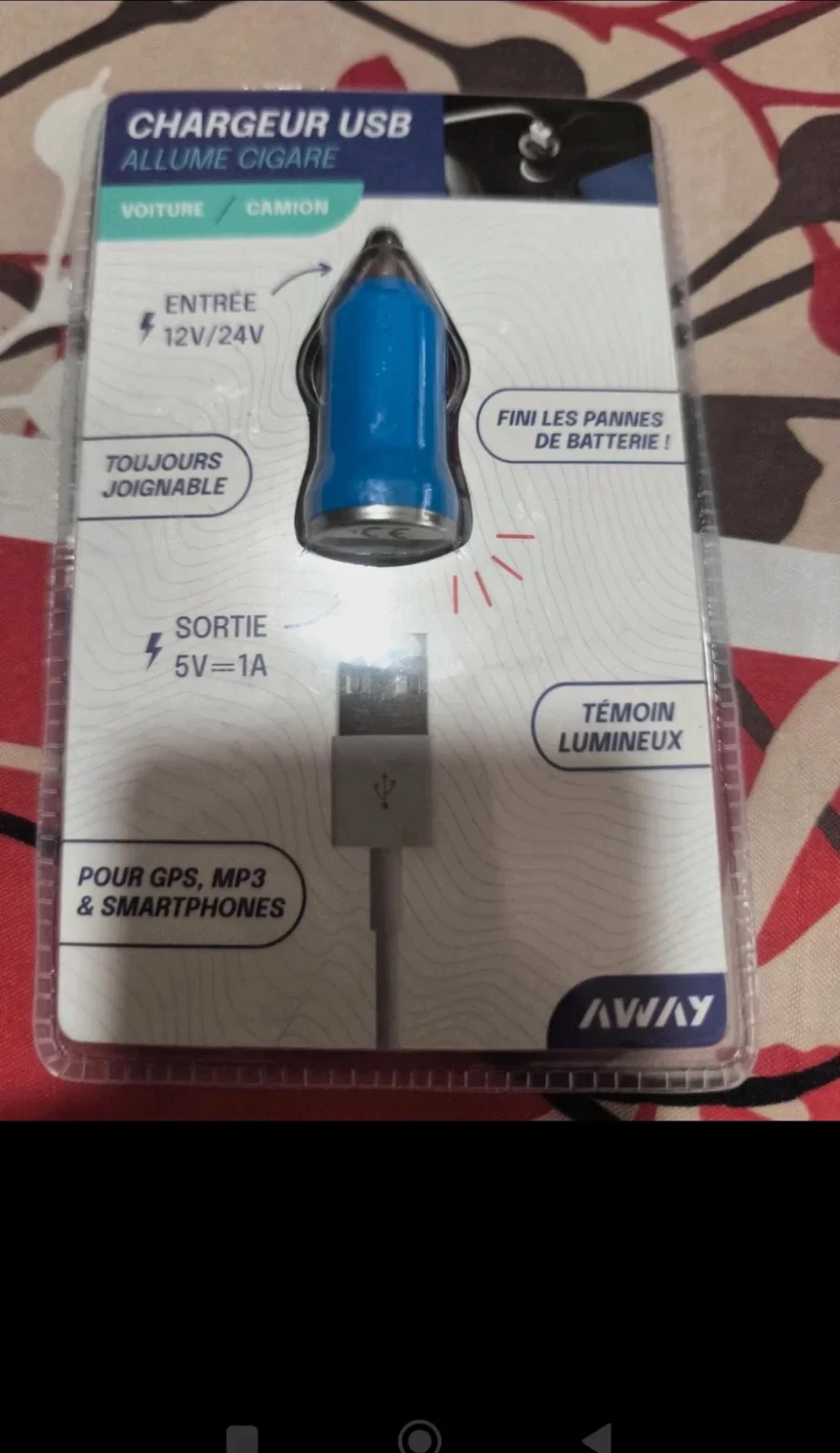 Chargeur USB voiture allume-cigare Away