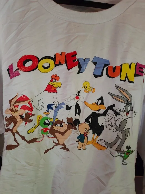 Sweatshirt Looney Tunes blanc vintage 90's – Looney Tunes – taille L / 40 / 12 3