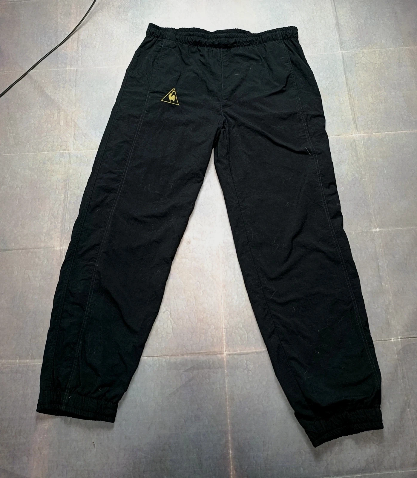 Vintage Le Coq Sportif Black Track Pants L Retro Windbreaker Joggers Sportswear