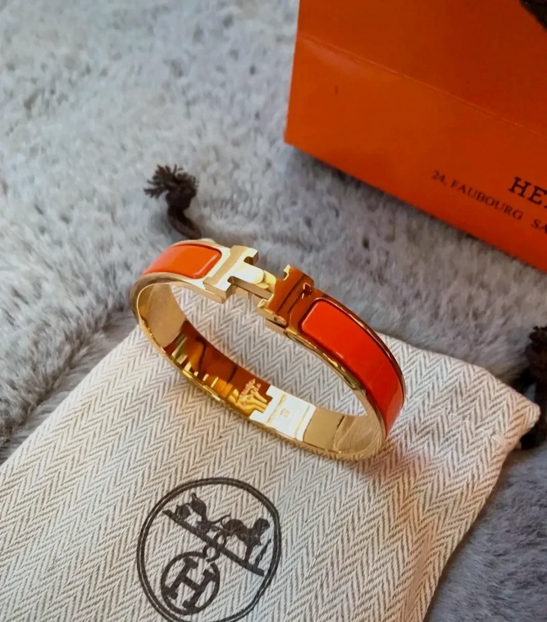 Bracelet Hermès Clic H rouge orange GM