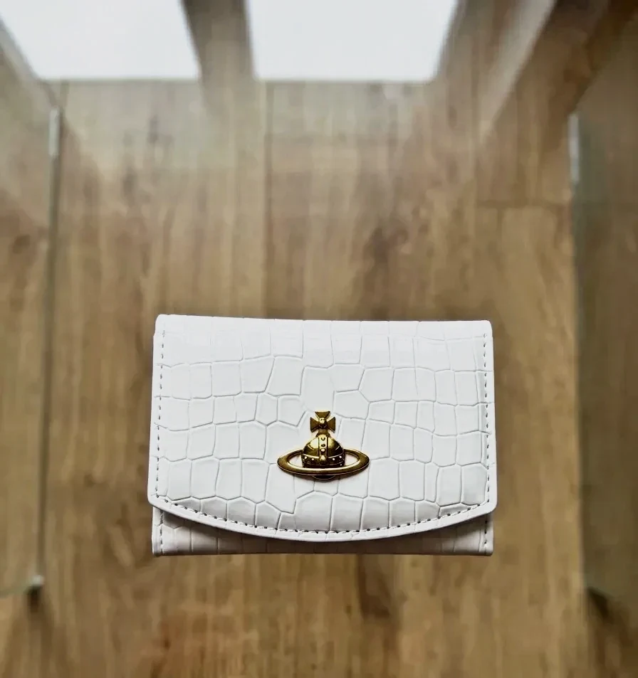 Portefeuille Vivienne Westwood blanc effet croco fermoir doré