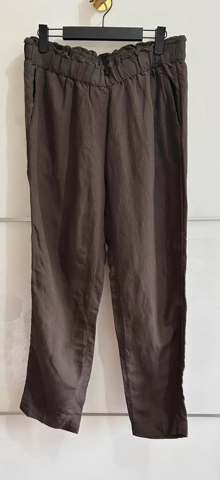 H&M pantalon kaki lin et laine taille 44 coupe fluide