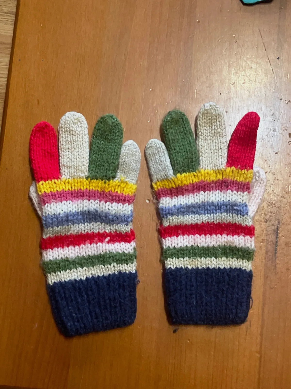Guantes de lana hechos a mano rayas multicolor - Muy cálidos – Lana – taille Taille unique 2