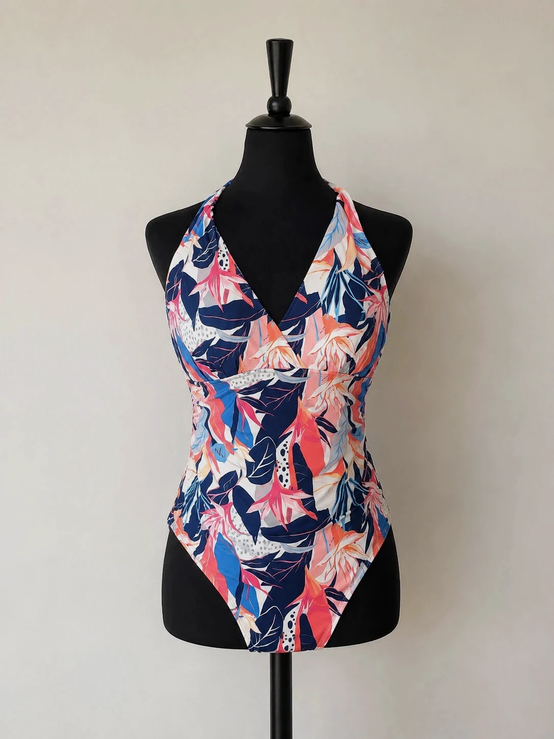 Maillot de bain 1 pièce tropical fleuri – Dos nu – Taille XL