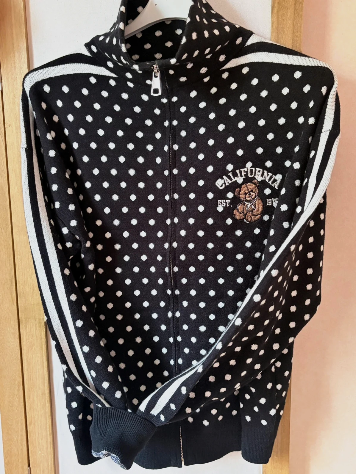 Veste zipée en maille à pois col camionneur california 36-42