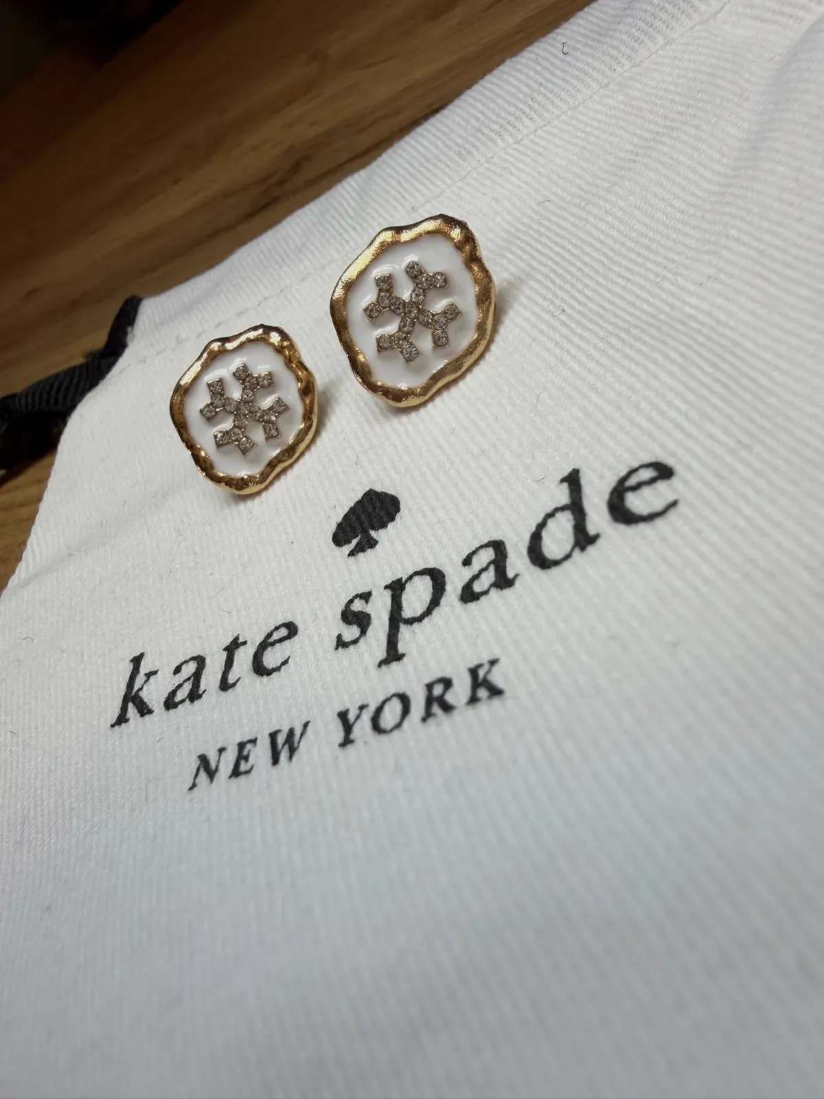 Boucles d'oreilles Kate Spade flocon strass – kate spade – blanc et doré – taille Taille unique 3