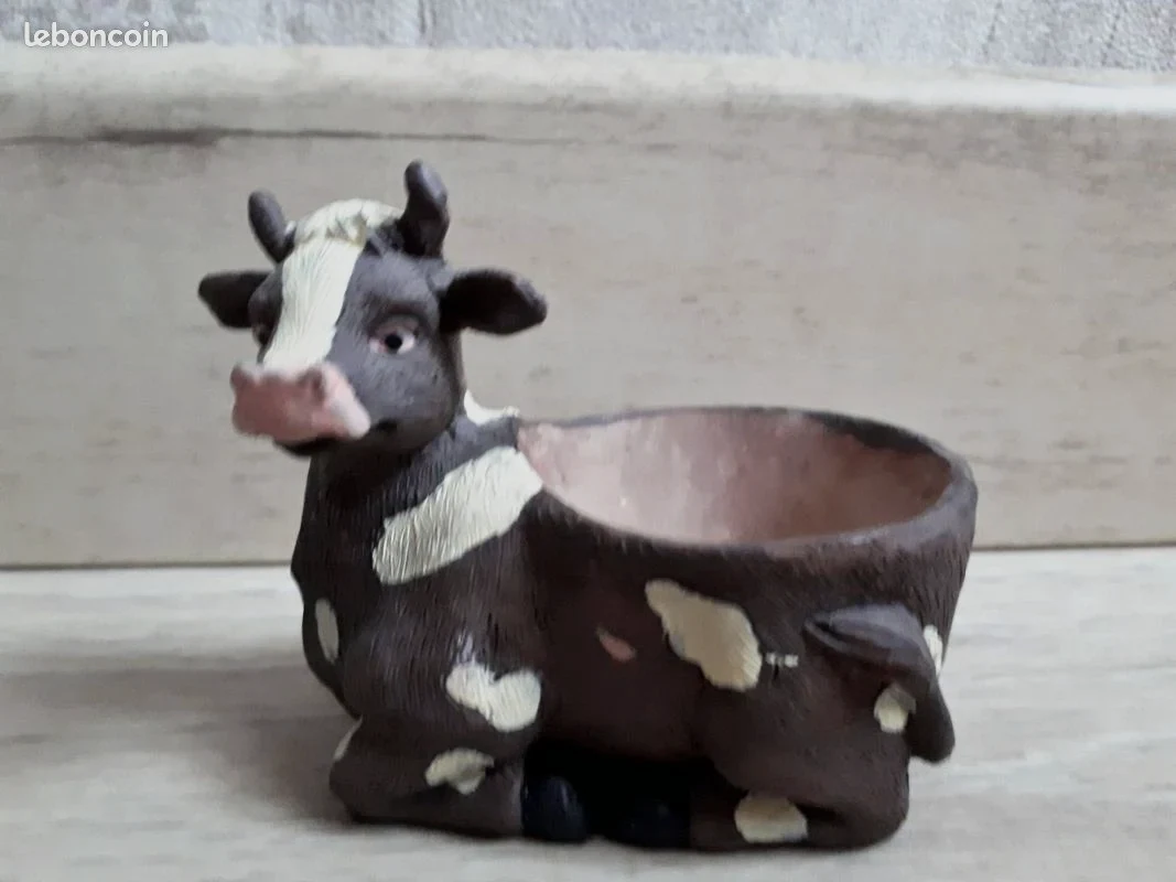 Coquetier vache marron et blanc / MD537