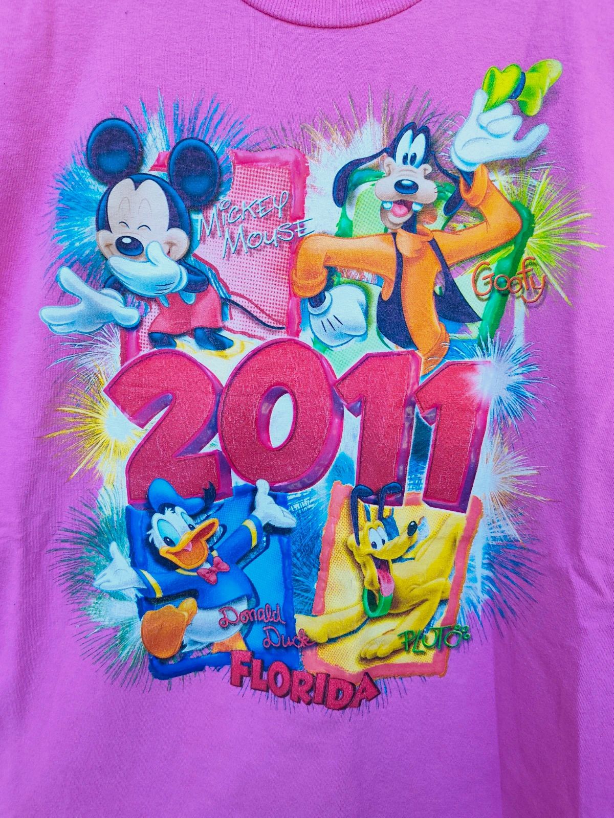 T-shirt Disney rose Mickey Dingo Donald Pluto 2011 – Disney – rose – taille XL 2