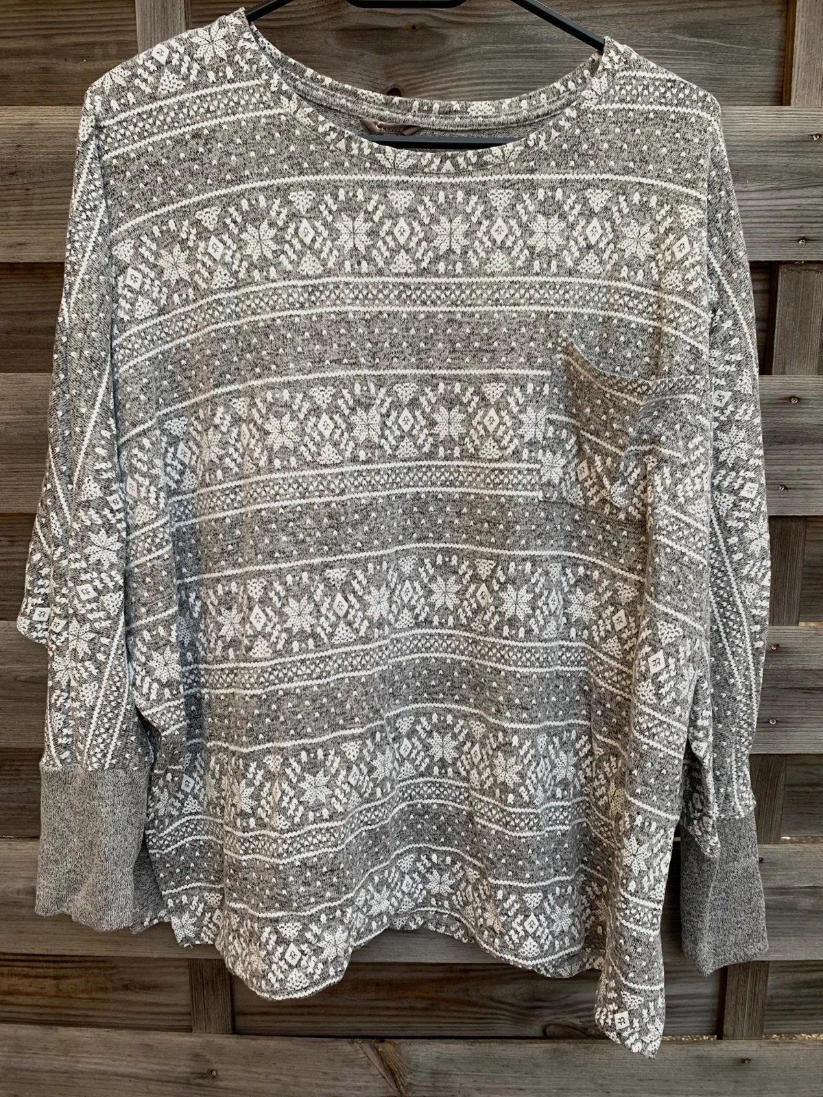 Pull Etam gris chiné à motif jacquard – taille M / 38