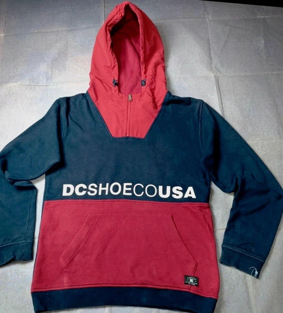 Sudadera DC vintage retro vibes, blue & red hoodie, size S