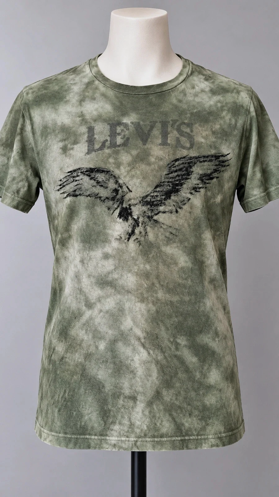 T-shirt Levi’s Vintage Vert Kaki Délavé Aigle Graphique 100% Coton Taille M