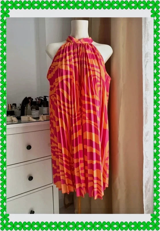 Robe plissée Shein rose orange
