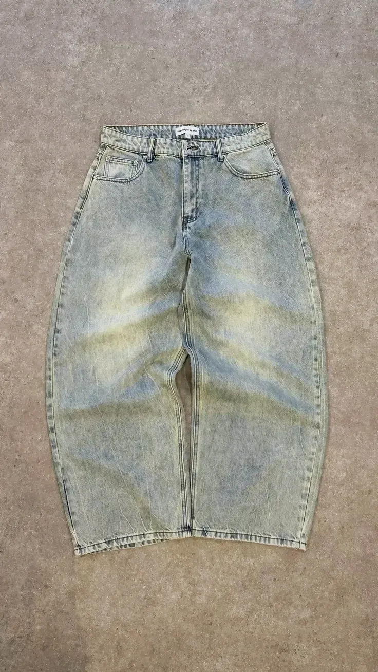 Jean large bleu délavé vintage – Tendance – bleu délavé – taille Taille unique 2