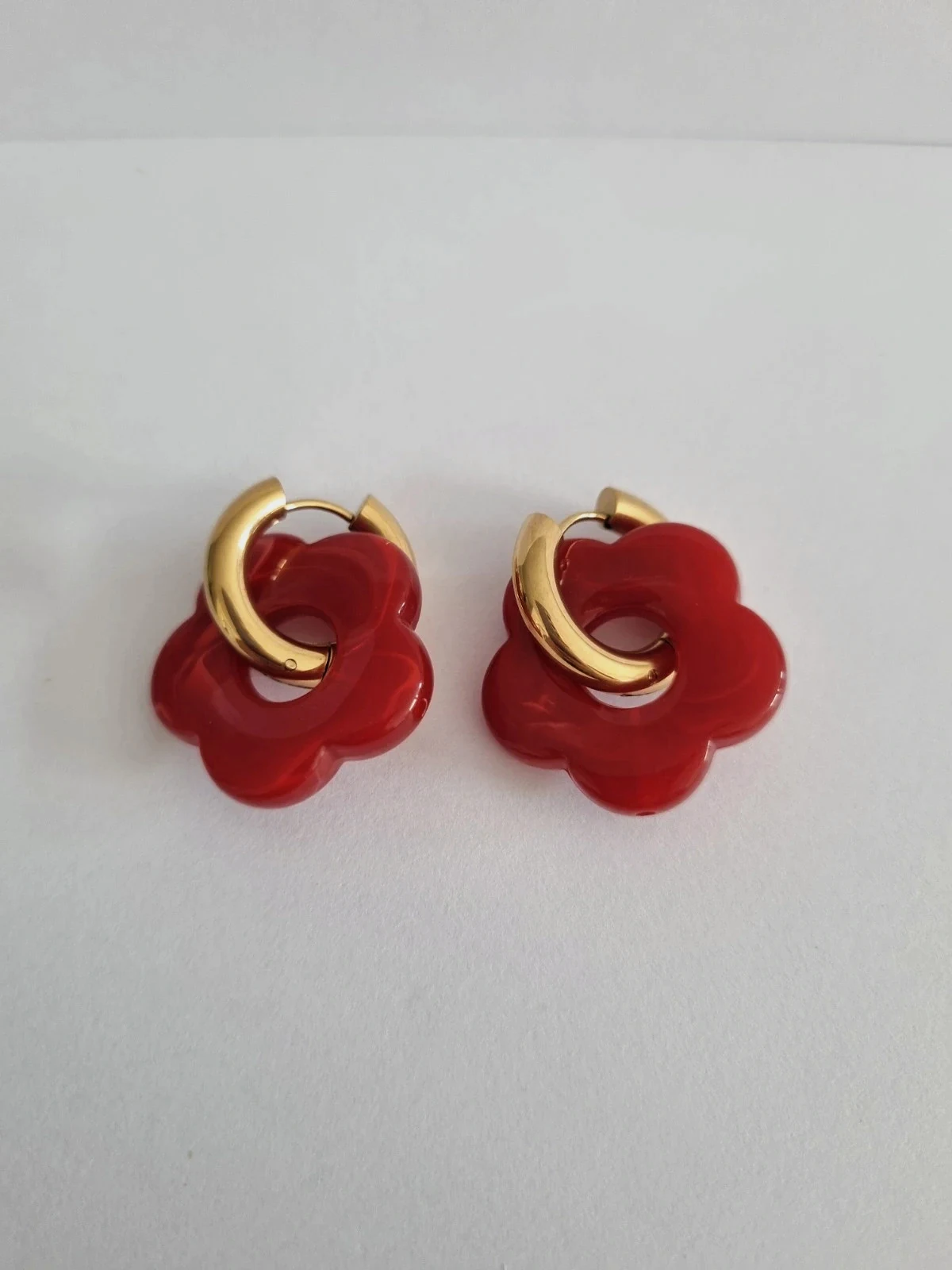Boucles d'oreilles pampilles rouges