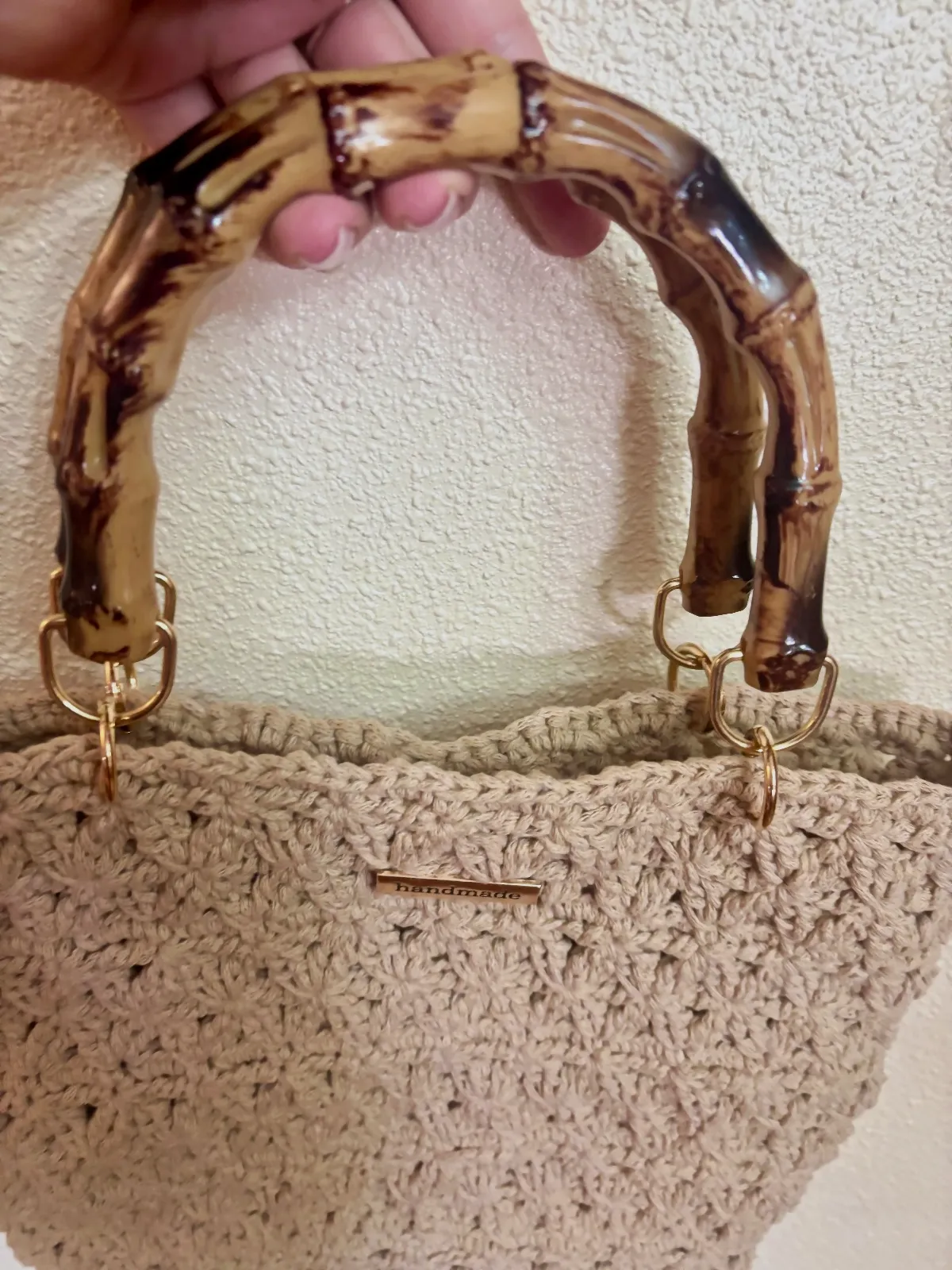 Bolso de mano artesanal de crochet – Mano – beige 6