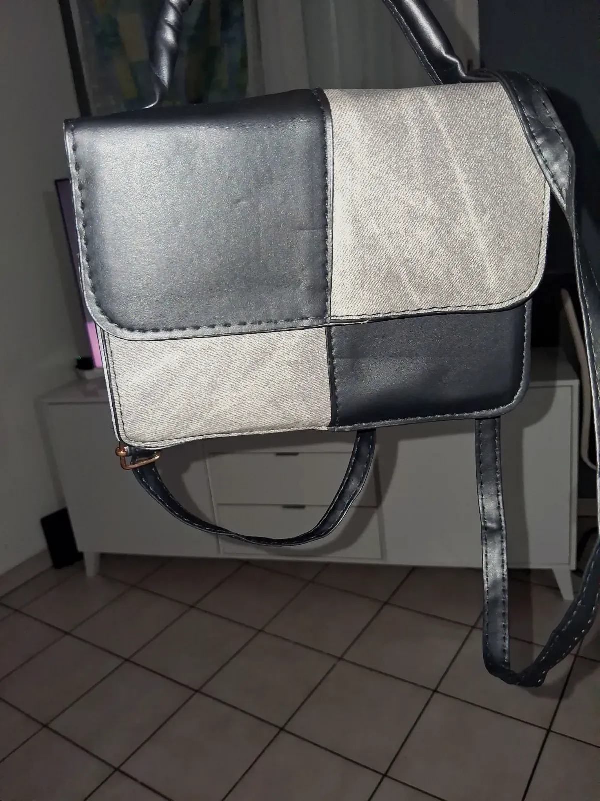 Sac bandoulière bicolore noir et gris – sac femme – taille Taille unique 3
