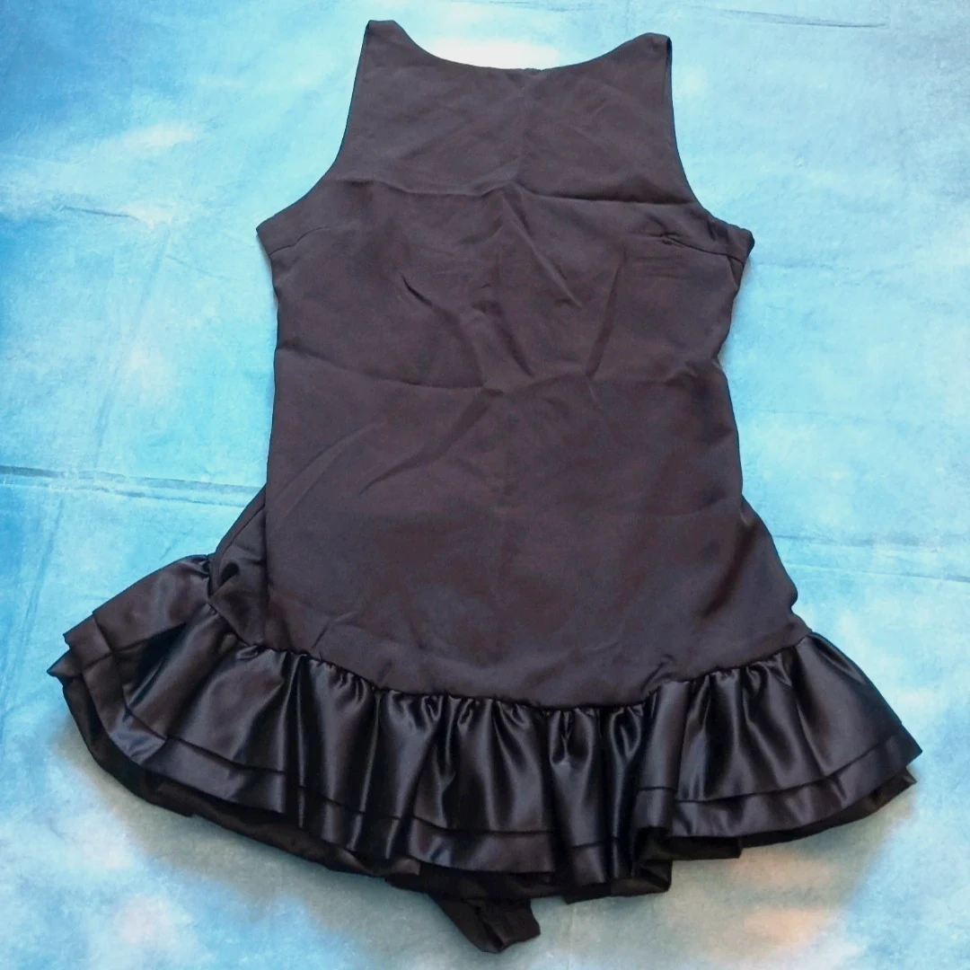 Mono vestido negro con volantes (Talla L) / Black Ruffle Playsuit Dress (Size L) – Shein – taille L / 40 / 12