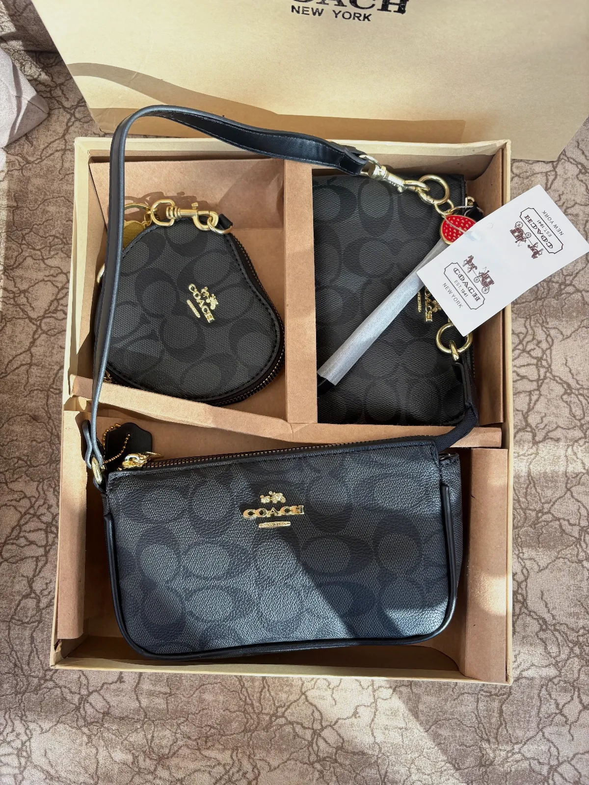 Coach ensemble porte-monnaie et pochette noirs – Coach – noir – taille Taille unique 3