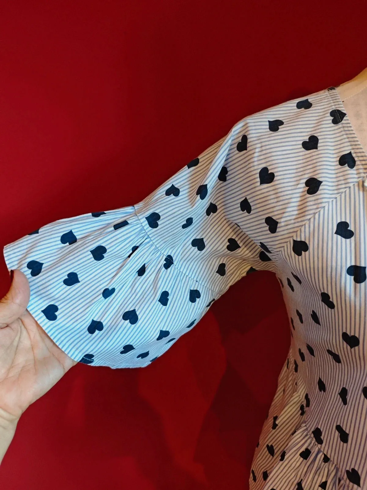 🌺Original blusa de algodón con rayitas azules y blancas y corazones, talla M – NCY moda – taille M / 38 / 10 5