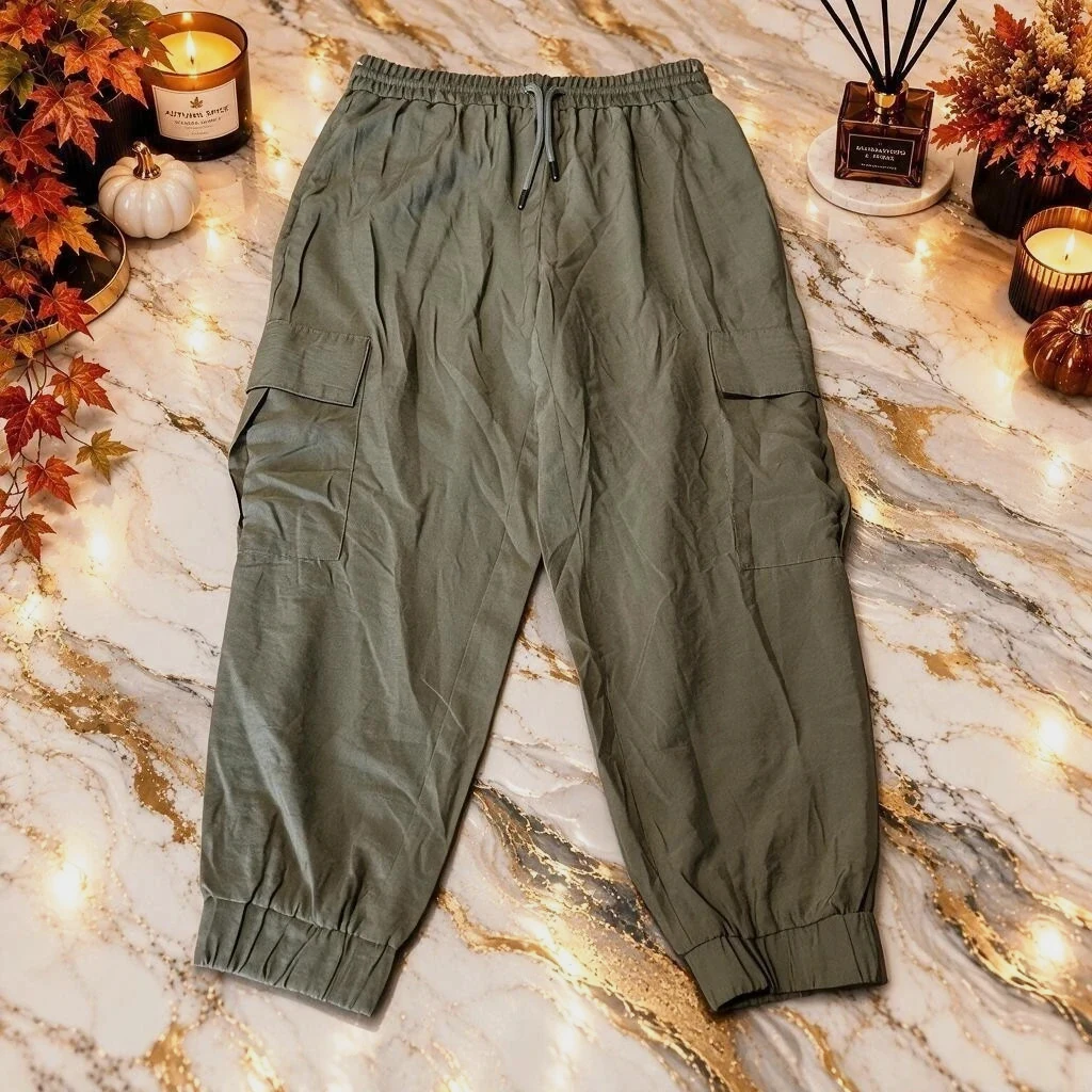 Pantalon Cargo Zara Femme Kaki – Taille M – Coupe Jogger