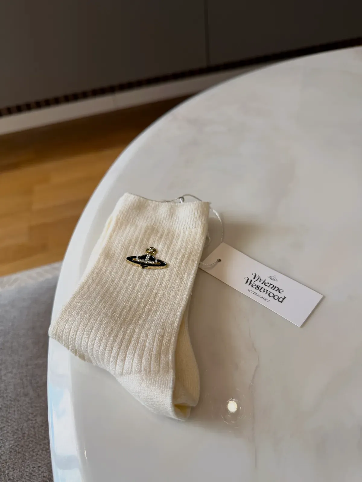 Chaussettes Vivienne Westwood en maille côtelée – Vivienne Westwood – écru – taille Taille unique 4