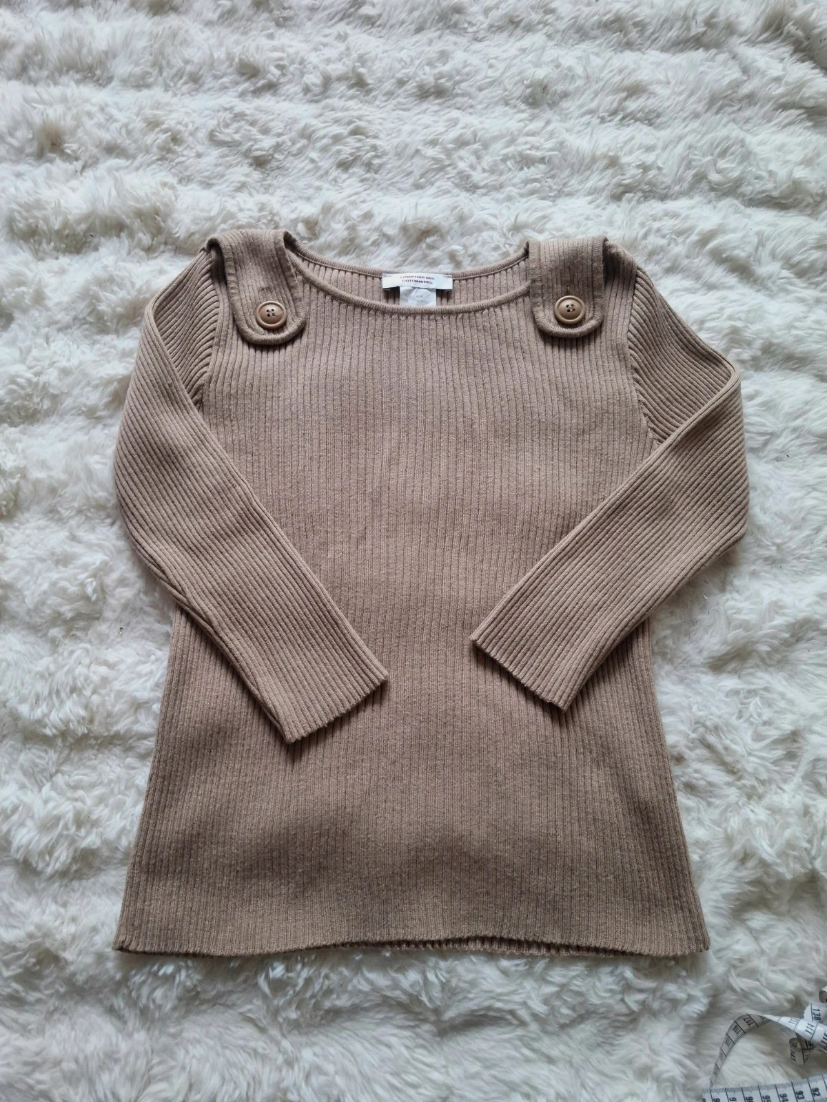 Pull côtelé beige laine mérinos col bateau boutons épaules taille M 38 40 – Comptoir des Cotonniers – taille M / 38 / 10