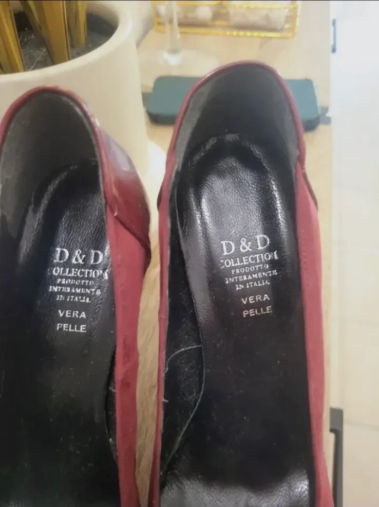 Escarpins bordeaux bimatière à bout pointu – D&D – taille EU 37 4